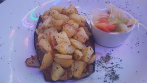 Main course: eggplant with potatoes at Centrifuge in Maastricht