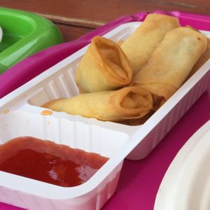 Spring rolls with sweet chilli dipping sauce at kVegan in Tenerife