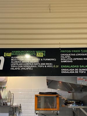 menu at kVegan in Tenerife