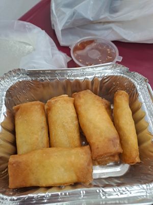 Spring rolls and sweet n sour sauce at kVegan in Tenerife