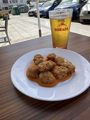 Vegan Chicken-style balls in carrot purée   at kVegan in Tenerife