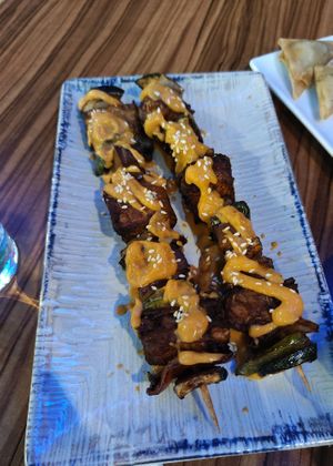 Tempeh skewers at kVegan in Tenerife