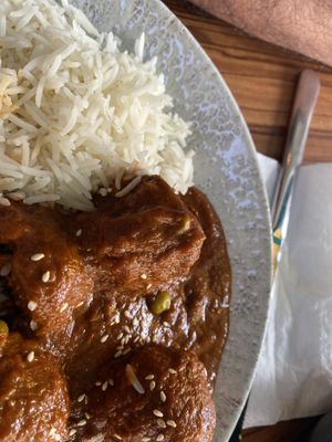 Meatballs and rice  at kVegan in Tenerife