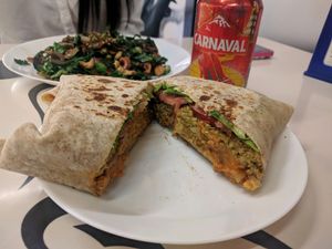 pollo feliz wrap at kVegan in Tenerife