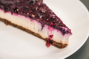 Cheesecake - looks good but taste disappointed a little. at kVegan in Tenerife