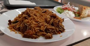 Rice with seitan. Really tasty, ordered it more than once at kVegan in Tenerife