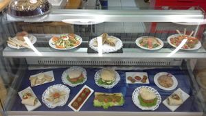 food counter display (for appetite only food is cooked fresh) at kVegan in Tenerife