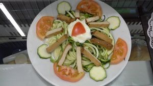 Tofu dish (display item) at kVegan in Tenerife