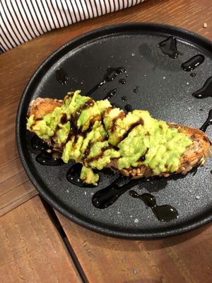 Smashed avo on toast  at Adam & Eve in Bendigo