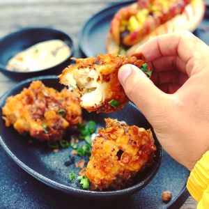 Cauliflower wings & vg hotdog at Adam & Eve in Bendigo