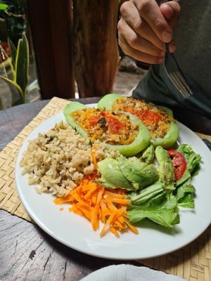 Daily dish at La Paz in San Marcos La Laguna