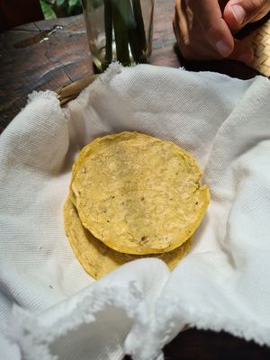 Bread or tortilla come with most plates at La Paz in San Marcos La Laguna