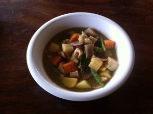 Yellow curry soup with tofu (23,000 kip) at Lai's Place in Luang Namtha