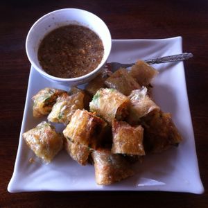 Vegetable spring rolls (18,000 kip) at Lai's Place in Luang Namtha
