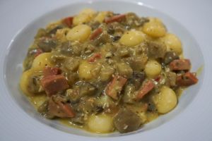 Gnocchi with eggplant, seitan, and bechamel sauce. at Logud'Oro in Sassari