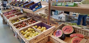 Fruit/vegetables section at Biocoop des Olonnes in Chateau-dolonne