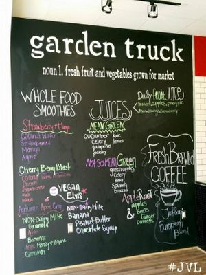 Smoothie and Juice Bar Chalk Board Wall Menu at Garden Truck in Jacksonville