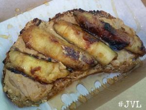 Smothered Toast...whole wheat with peanut butter, caramelized bananas and agave or vegan apple honey ($2.50) at Garden Truck in Jacksonville