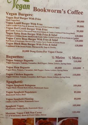 Vegan menu 3 of 4  at Bookworm's Coffee in Ho Chi Minh City