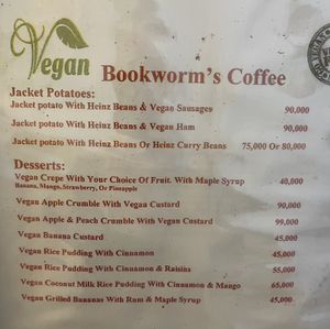 Vegan menu 4 of 4  at Bookworm's Coffee in Ho Chi Minh City