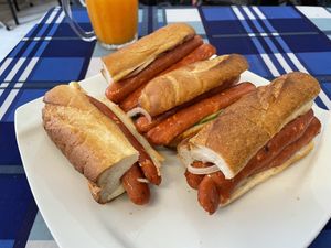 Half metre vegan sausage baguette, 110,000 VND  at Bookworm's Coffee in Ho Chi Minh City