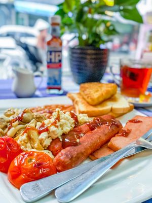 Vegan Full English Breakfast with HP Sauce  at Bookworm's Coffee in Ho Chi Minh City