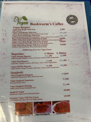 Menu  at Bookworm's Coffee in Ho Chi Minh City