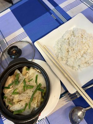 Tofu claypot with vegetables  at Bookworm's Coffee in Ho Chi Minh City