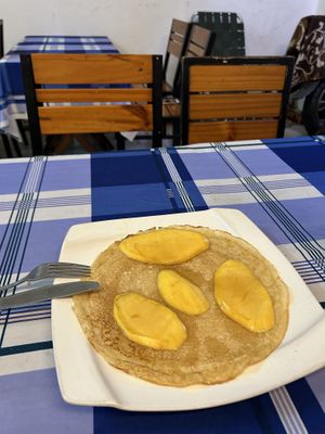 Pancake with mango and maple syrup - really good!  at Bookworm's Coffee in Ho Chi Minh City