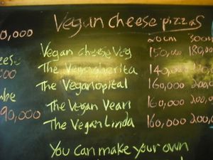 Vegan cheese pizzas! at Bookworm's Coffee in Ho Chi Minh City