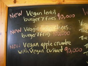 Vegan apple crumble with vegan custard at Bookworm's Coffee in Ho Chi Minh City