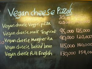 updated vegan cheese pizzas at Bookworm's Coffee in Ho Chi Minh City