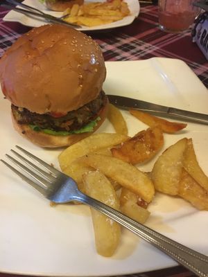 Spicy bean burger at Bookworm's Coffee in Ho Chi Minh City