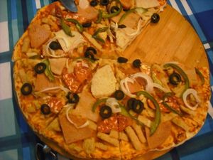 Vegan cheese pizzas at Bookworm's Coffee in Ho Chi Minh City