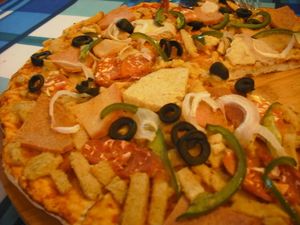 Vegan cheese pizza at Bookworm's Coffee in Ho Chi Minh City