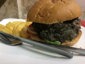 Vegan blackbean burger  at Bookworm's Coffee in Ho Chi Minh City