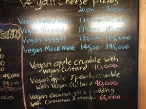 vegan pizzas and vegan desserts at Bookworm's Coffee in Ho Chi Minh City