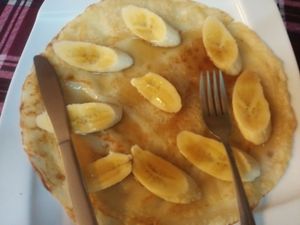 Vegan banana crepe with maple syrup at Bookworm's Coffee in Ho Chi Minh City