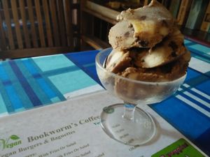 Vegan Ice Cream. Coffee 'n' Banana with Choc Chips at Bookworm's Coffee in Ho Chi Minh City
