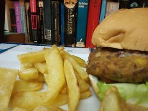 Vegan Spicy Bean Burger.  at Bookworm's Coffee in Ho Chi Minh City