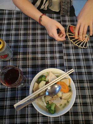 Vegan Pho and Uno at Bookworm's Coffee in Ho Chi Minh City
