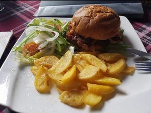 Spicy black bean burger. at Bookworm's Coffee in Ho Chi Minh City
