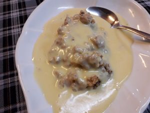Vegan apple crumble with vegan custard at Bookworm's Coffee in Ho Chi Minh City