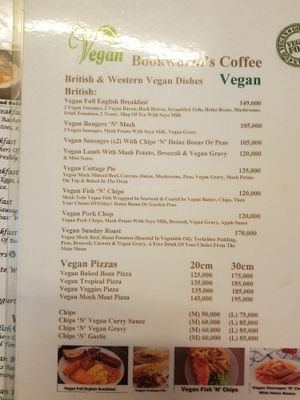 Vegan menu #1 at Bookworm's Coffee in Ho Chi Minh City