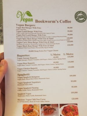 Vegan menu #2 at Bookworm's Coffee in Ho Chi Minh City
