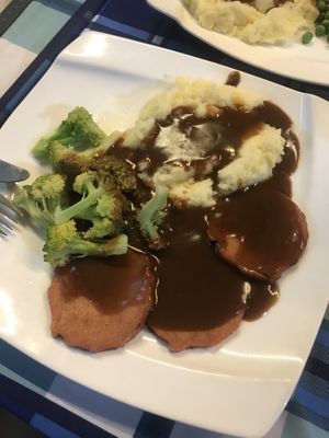 Vegan pork chops with soy milk mash at Bookworm's Coffee in Ho Chi Minh City
