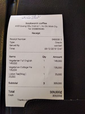 Expensive at Bookworm's Coffee in Ho Chi Minh City
