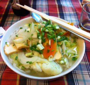 tofu veg noodle soup at Bookworm's Coffee in Ho Chi Minh City