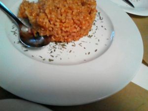 Risotto patatera vegan at Brotes Verdes in Caceres