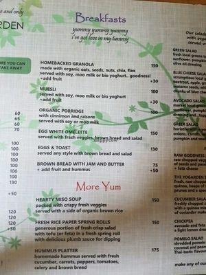 breakfast and appetizer  at The Yogarden in Koh Samui